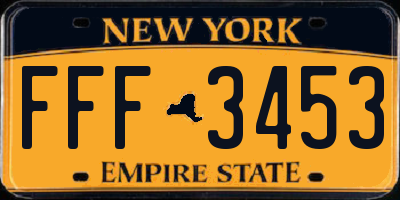 NY license plate FFF3453