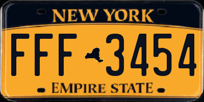 NY license plate FFF3454