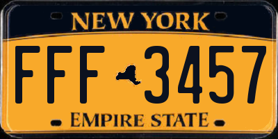 NY license plate FFF3457