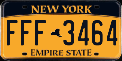NY license plate FFF3464