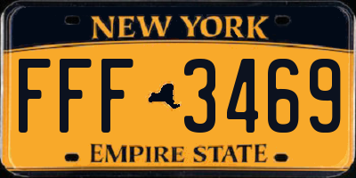 NY license plate FFF3469