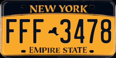 NY license plate FFF3478
