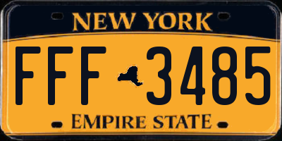 NY license plate FFF3485