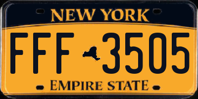 NY license plate FFF3505