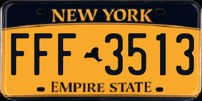 NY license plate FFF3513