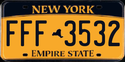 NY license plate FFF3532