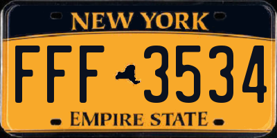 NY license plate FFF3534