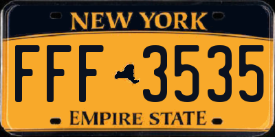 NY license plate FFF3535