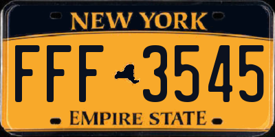 NY license plate FFF3545