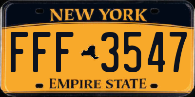 NY license plate FFF3547