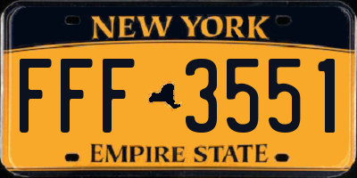 NY license plate FFF3551