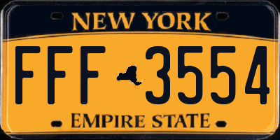 NY license plate FFF3554