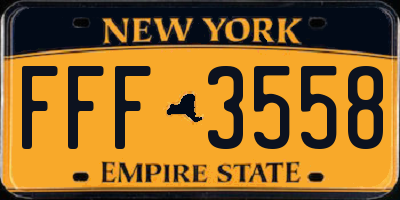 NY license plate FFF3558