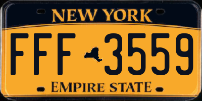 NY license plate FFF3559