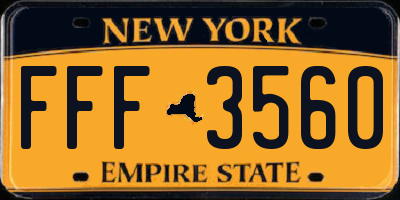 NY license plate FFF3560