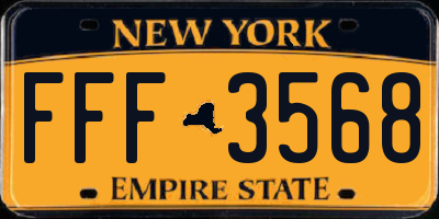NY license plate FFF3568