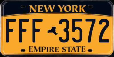 NY license plate FFF3572