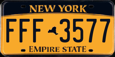 NY license plate FFF3577