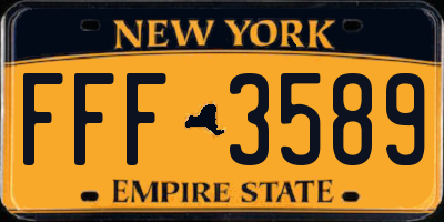 NY license plate FFF3589