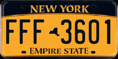 NY license plate FFF3601
