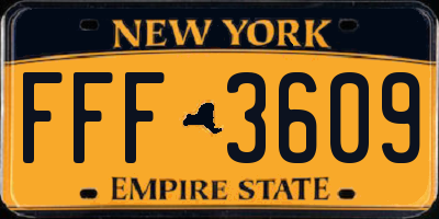 NY license plate FFF3609