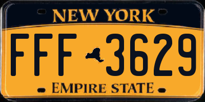 NY license plate FFF3629
