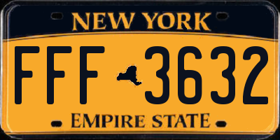 NY license plate FFF3632