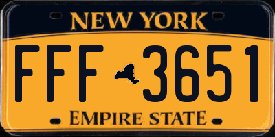 NY license plate FFF3651