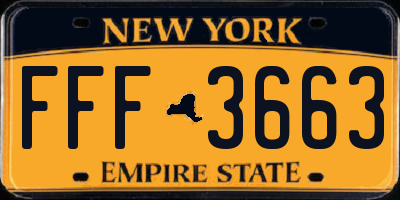 NY license plate FFF3663