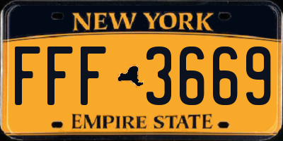 NY license plate FFF3669