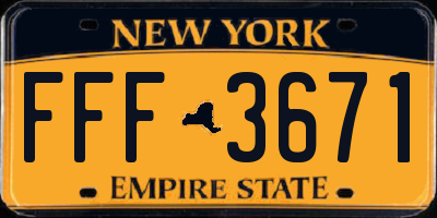 NY license plate FFF3671