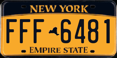 NY license plate FFF6481