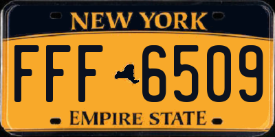 NY license plate FFF6509
