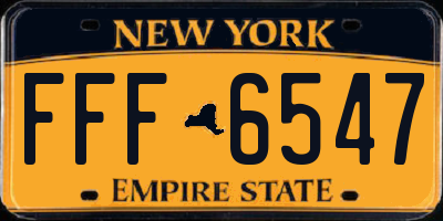 NY license plate FFF6547