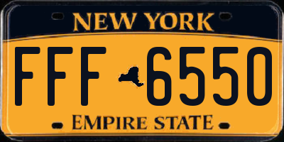 NY license plate FFF6550