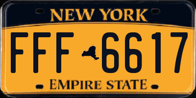 NY license plate FFF6617