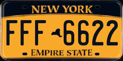 NY license plate FFF6622