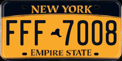 NY license plate FFF7008