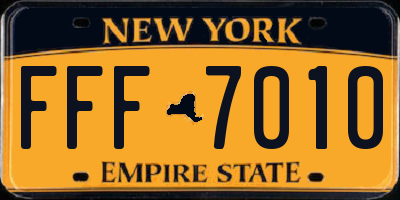 NY license plate FFF7010