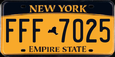 NY license plate FFF7025