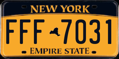 NY license plate FFF7031
