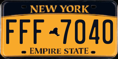 NY license plate FFF7040