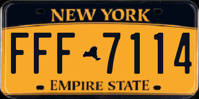 NY license plate FFF7114