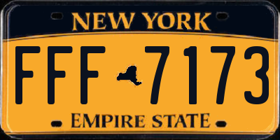 NY license plate FFF7173