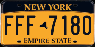NY license plate FFF7180
