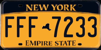 NY license plate FFF7233