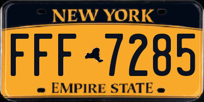 NY license plate FFF7285