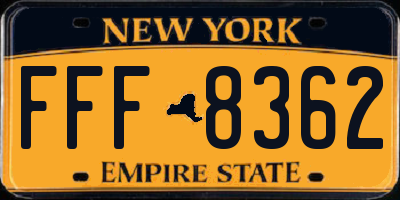 NY license plate FFF8362