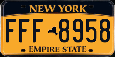 NY license plate FFF8958