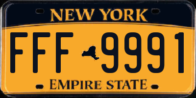 NY license plate FFF9991